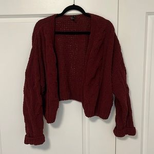 Chunky Maroon Cardigan